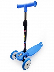 Самокат 3-х колесный складной с регулируемой ручкой свет 72 см голубой (Funky Toys, 200820219-1) - миниатюра